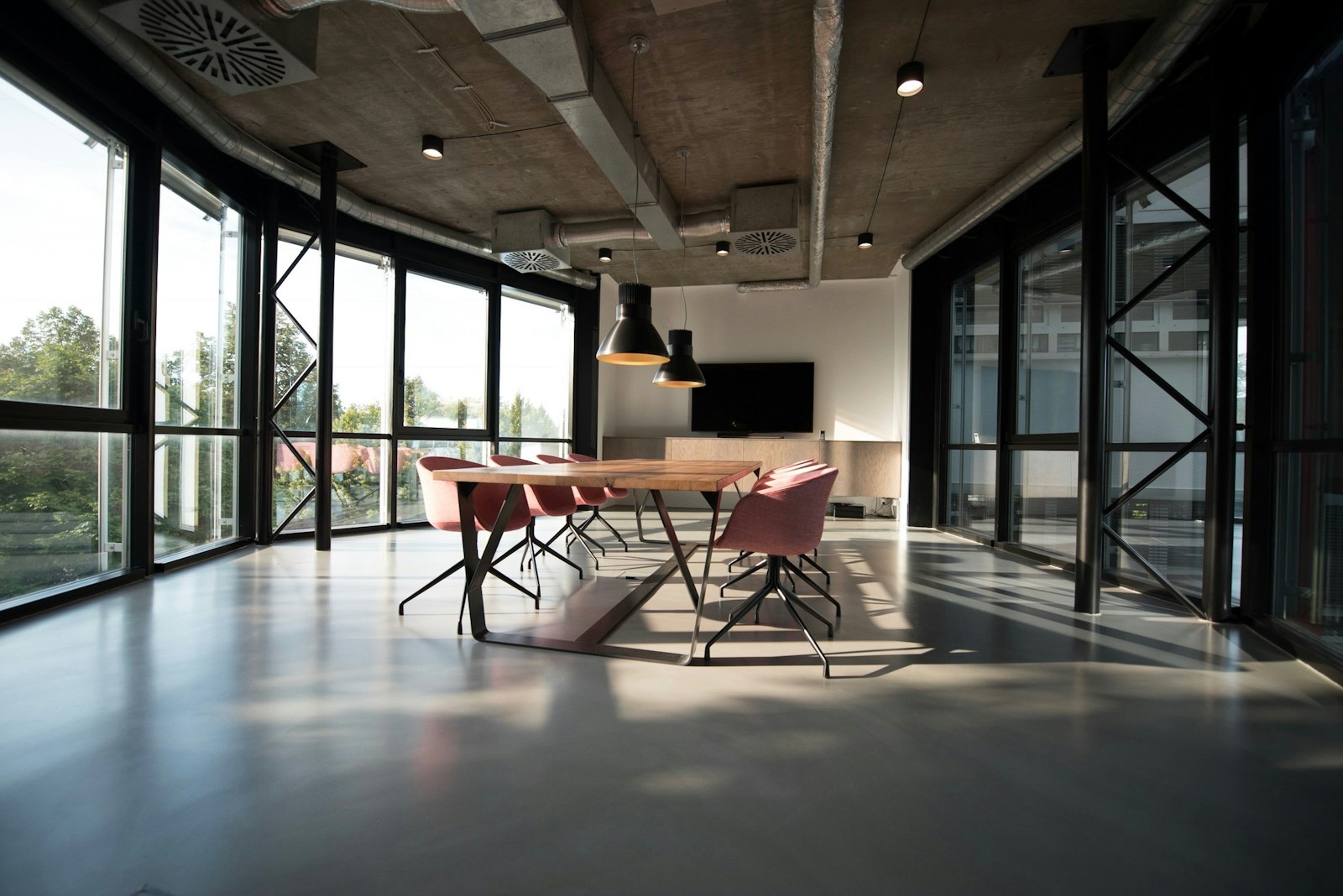 A calm, contemporary work studio